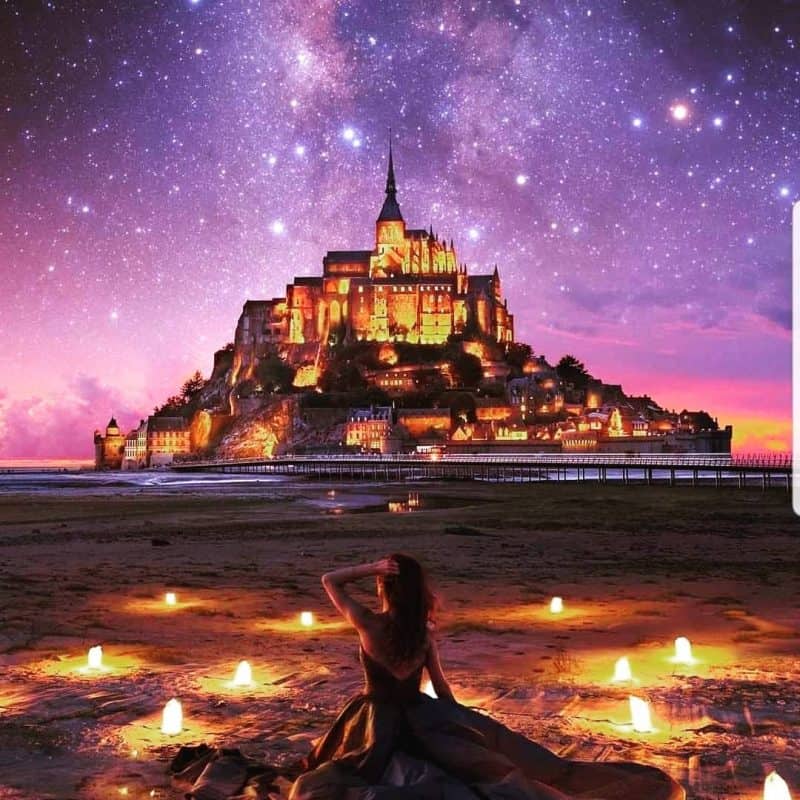 cảnh đẹp nước pháp Khi màng đêm buông xuống Mont Saint – Michel khoác lên mình một vẻ đẹpj lung linh, huyền ảo.